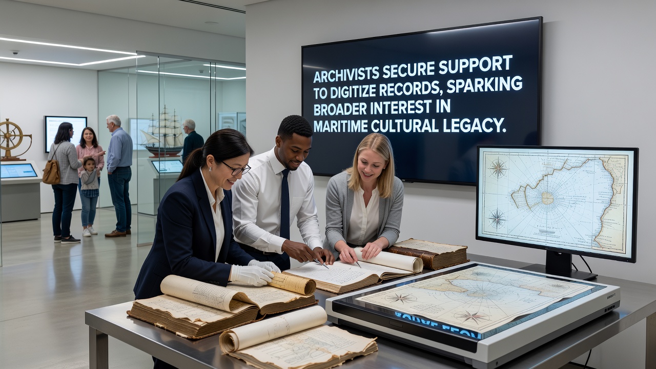 Digital interface displaying scanned maritime records for public research